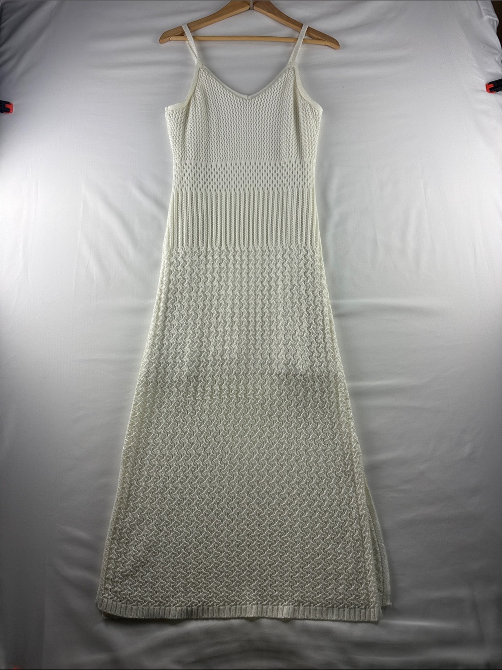 No Comment Cream Crochet Lace Dress Lined Women's Size Large Like New